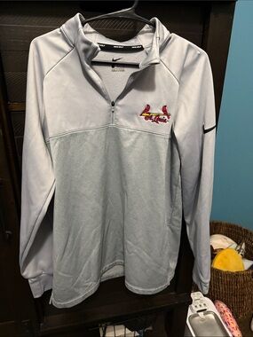 Nike Light Gray St. Louis Cardinals Quarter-Zip Pullover